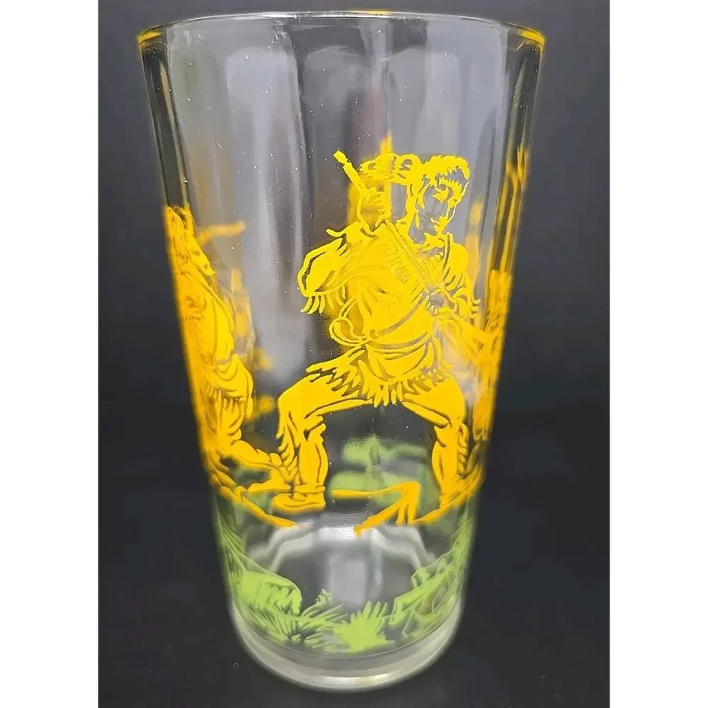 Vintage Davy Crockett Glass Yellow Tumbler Approx. Size: 5-1/2